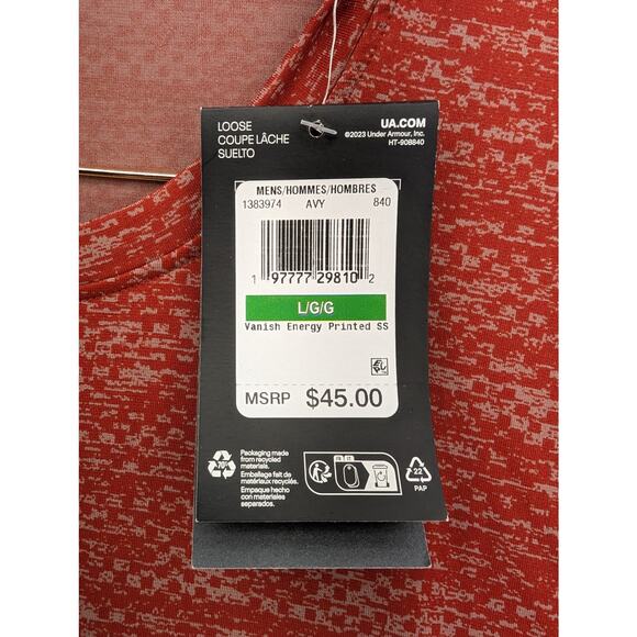 NWT Under Armour Men's UA Vanish Energy Printed Short Sleeve in Orange sz Large - Picture 6 of 8